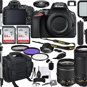 Nikon D5600 DSLR Camera with 18-55mm and 70-300mm Lens Bundle (1580) + Prime Accessory Kit Including 128GB Memory, Light, Camera Case, Hand Grip & More (Renewed)