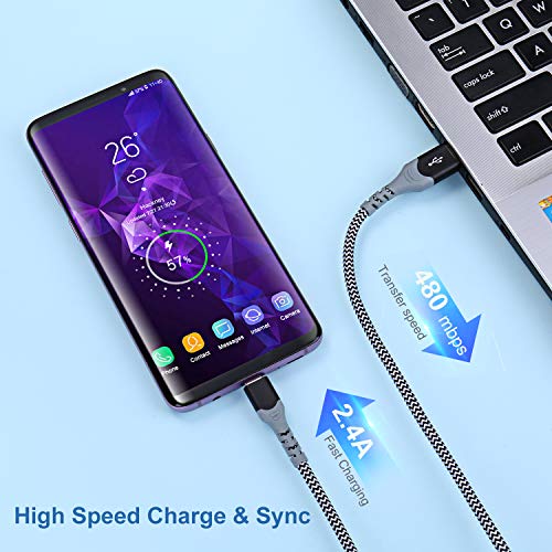 Adaptive Fast Charging Wall Charger with USB C Cable 10ft, Excgood USB Fast Charger Type C Charger Compatible for Samsung Galaxy S23 Ultra A13 A03s A53 A23 S22 S21 S20 S10 S9 Android Phone-2Pack,Black