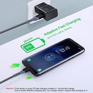 Adaptive Fast Charging Wall Charger with USB C Cable 10ft, Excgood USB Fast Charger Type C Charger Compatible for Samsung Galaxy S23 Ultra A13 A03s A53 A23 S22 S21 S20 S10 S9 Android Phone-2Pack,Black