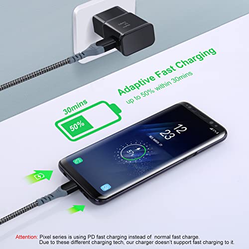 Adaptive Fast Charging Wall Charger with USB C Cable 10ft, Excgood USB Fast Charger Type C Charger Compatible for Samsung Galaxy S23 Ultra A13 A03s A53 A23 S22 S21 S20 S10 S9 Android Phone-2Pack,Black