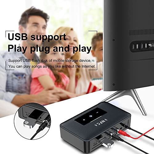 Bluetooth Transmitter, TV Bluetooth Adapter,2-in-1 Bluetooth Receiver, 5.0 Bluetooth Adapter for Home Stereo/Headphones/Speakers/Home Theater/TV, with RCA/3.5mm/AUX Output/Low Latency