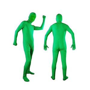 limostudio green chromakey bodysuit, unisex for male & female, spandex flexible stretchable elastic, higher density > 200 gsm premium fabric, adult size custome for photo chroma key, video, agg779