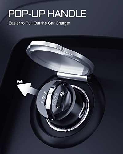 USB C Car Charger, 40W PD 3.0 Smallest Dual Type C Car Power Adapter Flush Fit Cigarette Lighter Quick Charge Compatible with iPad, iPhone13/12/11 Pro Max/X, Samsung Galaxy S21/S20/S10/S9/S8 and More