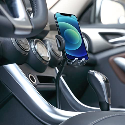 LAX Gadgets Cup Holder Phone Mount - Car Mount for iPhone & Smartphones - Cradle Type Car Phone Holder with Flexible Neck - Black