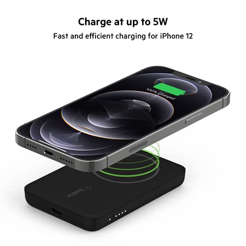 Belkin Wireless Power Bank w/MagSafe Compatible 7.5W Wireless Charging - Portable Magnetic Charging Bank - Compatible w/iPhone 14, 14 Plus, 14 Pro, 14 Pro Max, 13, 13 Mini, AirPods & More - Black