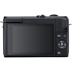 Canon EOS M200 Mirrorless Digital Camera with 15-45mm Lens (Black) (3699C009), 4K Monitor, 2 x 64GB Memory Card, Case, Filter Kit, Corel Photo Software, 3 x LPE12 Battery + More (Renewed)