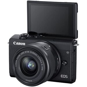 Canon EOS M200 Mirrorless Digital Camera with 15-45mm Lens (Black) (3699C009), 4K Monitor, 2 x 64GB Memory Card, Case, Filter Kit, Corel Photo Software, 3 x LPE12 Battery + More (Renewed)