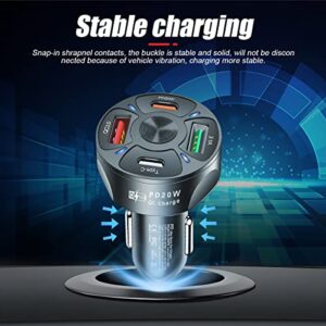 Car Charger Adapter, 4 Ports USB Fast Charger with LED Light Display, QC3.0 Adapter Mini Cigarette Lighter, 20W Charger Station Compatible with iPhone Android Samsung Galaxy and More (Black-2/1PCS)