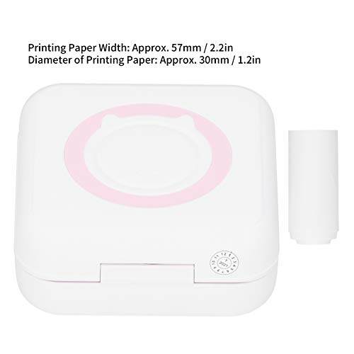 Gaeirt Mini Printer Portable Photo Printer, Pocket Printer Thermal Portable Wireless Bluetooth Bluetooth Label Printer 200dpi Support for Wireless Bluetooth 4.1(Pink)