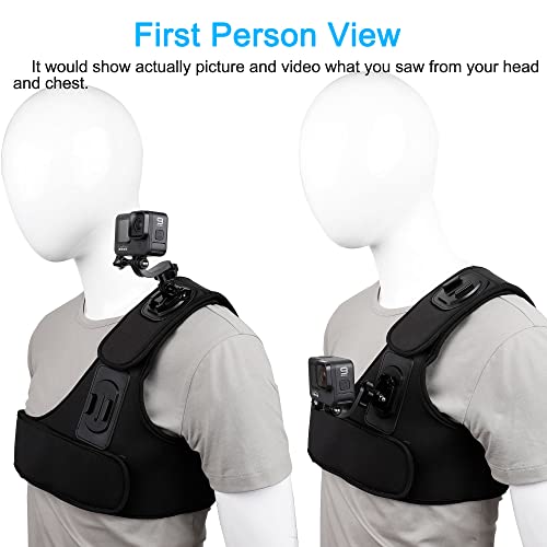 PellKing Shoulder Strap Mount Double Base Chest Harness Holder Compatible with iPhone Samsung Cell Phone POV,GoPro Hero 11 10 9 8 7 6 5,AKASO,Insta360 X3 X2,DJI Action 3 2 Camera Accessories