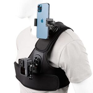 PellKing Shoulder Strap Mount Double Base Chest Harness Holder Compatible with iPhone Samsung Cell Phone POV,GoPro Hero 11 10 9 8 7 6 5,AKASO,Insta360 X3 X2,DJI Action 3 2 Camera Accessories