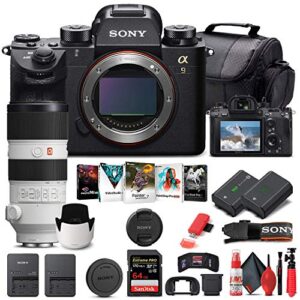 sony alpha a9 ii mirrorless digital camera (body only) (ilce9m2/b) + sony fe 70-200mm lens + 64gb memory card + np-fz-100 battery + corel photo software + case + external charger + more (renewed)