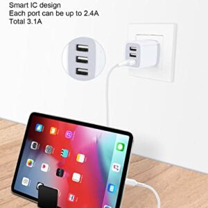 USB Wall Charger(2Pack), AILKIN 3.1A/3-Port Quick Charging Power Adapter, USB Plug Cube Box Block Base for iPhone 14 13 Pro Max/12/11/10/X/XR/XS/8/7, iPad, Samsung Galaxy, Google Pixel Charging Brick