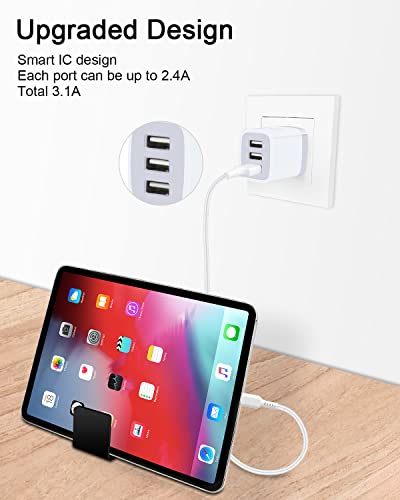 USB Wall Charger(2Pack), AILKIN 3.1A/3-Port Quick Charging Power Adapter, USB Plug Cube Box Block Base for iPhone 14 13 Pro Max/12/11/10/X/XR/XS/8/7, iPad, Samsung Galaxy, Google Pixel Charging Brick