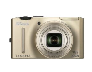 nikon coolpix s8100 12.1 mp cmos digital camera with 10x zoom-nikkor ed lens and 3.0-inch lcd (gold)