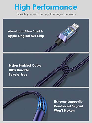 Mangotek Replacement Aux Cord for iPhone, Braided MFi Aux to Lightning Cable iPhone Aux Adapter iPhone Aux Cord Audio for Car Stereo Headphone Speaker iPhone 14 13 12 Pro Max 7 8 Plus SE X XS XR