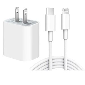 iphone 13 11 12 charger plug,20w fast wall charger adapter block and cable compatible for iphone 13 11 12 pro xs xr max mini se,ipad air,ipad 9/8/7/6/5,ipad pro,ipad mini