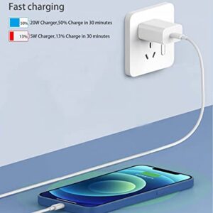 iPhone 13 11 12 Charger Plug,20W Fast Wall Charger Adapter Block and Cable Compatible for iPhone 13 11 12 Pro XS XR Max Mini SE,iPad Air,iPad 9/8/7/6/5,iPad Pro,ipad Mini