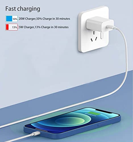 iPhone 13 11 12 Charger Plug,20W Fast Wall Charger Adapter Block and Cable Compatible for iPhone 13 11 12 Pro XS XR Max Mini SE,iPad Air,iPad 9/8/7/6/5,iPad Pro,ipad Mini