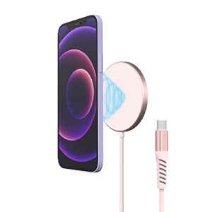 talk works compatible with magsafe charger for iphone 12, 13 with 6ft usb-c cable connected (no wall adapter) magnetic fast charge cord for apple iphone 13, 12 pro/max, mini & mag safe cases – pink