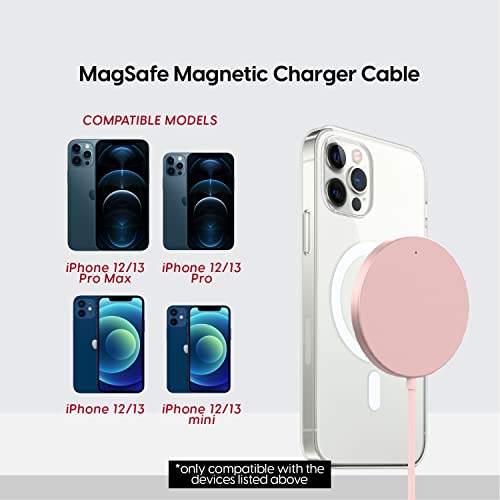 TALK WORKS Compatible with MagSafe Charger for iPhone 12, 13 with 6ft USB-C Cable Connected (No Wall Adapter) Magnetic Fast Charge Cord for Apple iPhone 13, 12 Pro/Max, Mini & Mag Safe Cases - Pink