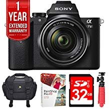 sony ilce7m2k/b alpha 7ii mirrorless interchangeable lens camera with 28-70mm oss lens bundle with 1 yr cps protection pack, 32gb card, paint shop pro, camera bag and accessories (9 items)