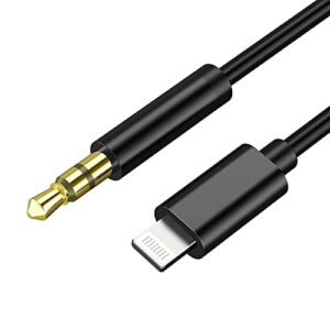 aux cord for iphone, lightning to 3.5mm audio cable 3.3ft [apple mfi certified] iphone aux cord for car stereo, speaker and headphone compatible with iphone 14 13 12 11 xs xr x 8 7 6 ipad ipod (black)