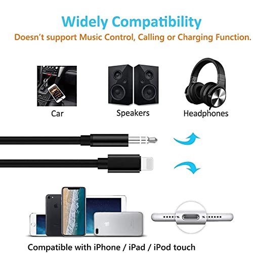 Aux Cord for iPhone, Lightning to 3.5mm Audio Cable 3.3FT [Apple Mfi Certified] iPhone AUX Cord for Car Stereo, Speaker and Headphone Compatible with iPhone 14 13 12 11 XS XR X 8 7 6 iPad iPod (Black)