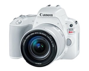 canon cameras us 2252c001 eos rebel sl2 (wh) ef-s 18-55mm f/4-5.6 stm (bk) digital slr camera kit, 3″, white