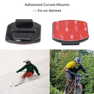woleyi Action Camera Accessories, Adhesived Curved & Flat Mounts with Buckle, 1/4 Screw Thread with Thumb Screw, Compatible with Gopro Mounts and All Cameras