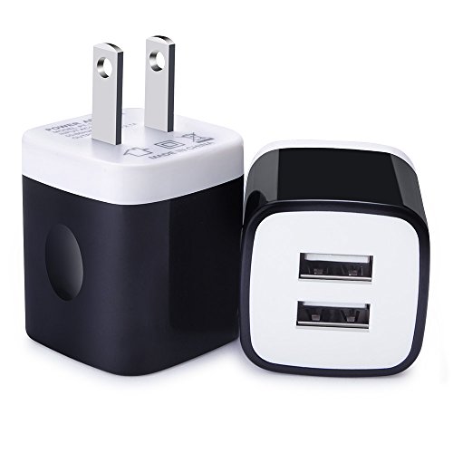 USB Charging Block, 2-Pack 5V/2.1A Dual Port Fast Wall Charger Box Power Adapter Black Fast Charging Cube for iPhone 14/13/12/11/X/8/7,iPad,iPod,Samsung S23/S22/S21/S20/S10,Note 21/20/9,Google Pixel