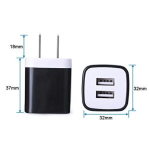 USB Charging Block, 2-Pack 5V/2.1A Dual Port Fast Wall Charger Box Power Adapter Black Fast Charging Cube for iPhone 14/13/12/11/X/8/7,iPad,iPod,Samsung S23/S22/S21/S20/S10,Note 21/20/9,Google Pixel