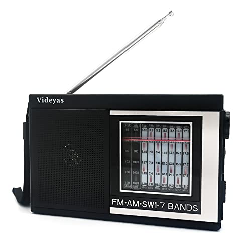 Videyas Shortwave Radios AM FM Radio Portable Rechargeable Radio Battery Operated Radio Transistor Radio Digital Radio with Best Reception,AC or D Battery Powered 3.5mm Earphone Jack Battery Included