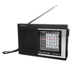 Videyas Shortwave Radios AM FM Radio Portable Rechargeable Radio Battery Operated Radio Transistor Radio Digital Radio with Best Reception,AC or D Battery Powered 3.5mm Earphone Jack Battery Included