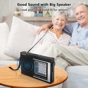 Videyas Shortwave Radios AM FM Radio Portable Rechargeable Radio Battery Operated Radio Transistor Radio Digital Radio with Best Reception,AC or D Battery Powered 3.5mm Earphone Jack Battery Included