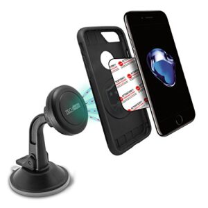 TechMatte Car Phone Mount Magnetic-Dashboard Mounted Car Phone Holder-Universal Smartphone Compatibility with Strong Magnetic Technology (Black)