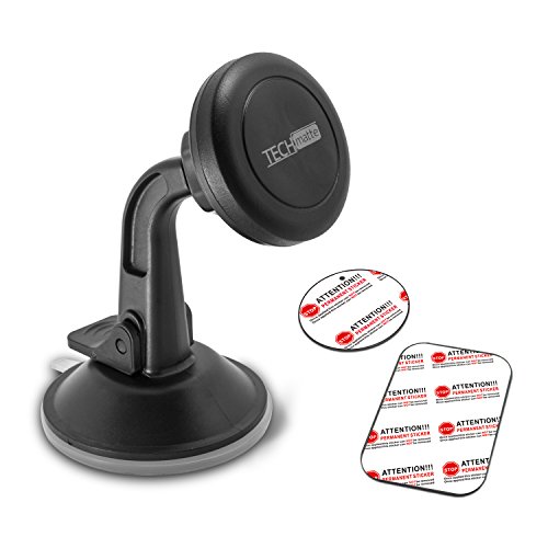 TechMatte Car Phone Mount Magnetic-Dashboard Mounted Car Phone Holder-Universal Smartphone Compatibility with Strong Magnetic Technology (Black)