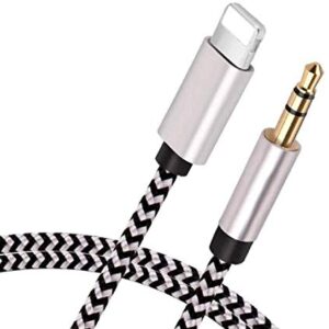 [Apple MFi Certified] iPhone to Car Stereo Cable, [3.3FT/1.0M] Lightning to 3.5mm AUX Audio Cord Compatible with iPhone 12/12 Pro/11/XS/XR/X 8 7 6/iPad, iPod to Home Stereo, Speaker, Headphone(Silver)