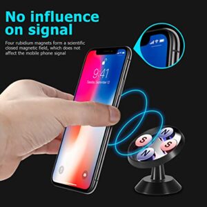 AUKEPO 2PCS Magnetic Phone Car Mount, Cell Phone Holder for Dashboard, Super Strong 4 Built-in Magnets, 360° Rotation and Strong Adhesive, Fits All iPhone, Samsung, and More Smartphones
