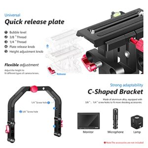 Neewer Shoulder Rig Kit for DSLR Cameras and Camcorders, Movie Video Film Making System with Matte Box, Follow Focus, C-Shaped Bracket, 15mm Rods, Handgrip, 1/4” & 3/8” Threads (Red + Black)