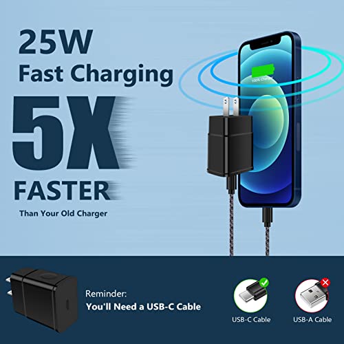 Type C Super Fast Charger for Moto G Play 2023/G Stylus 5G 2022/G Pure/G Power/G 5G 2022/G8/G7 Play/Z4,Motorola Edge 30 Ultra/Edge+ 2022/One 5G Ace/Edge 5G UW,25W PD Fast USB C Wall Charger+6ft Cable