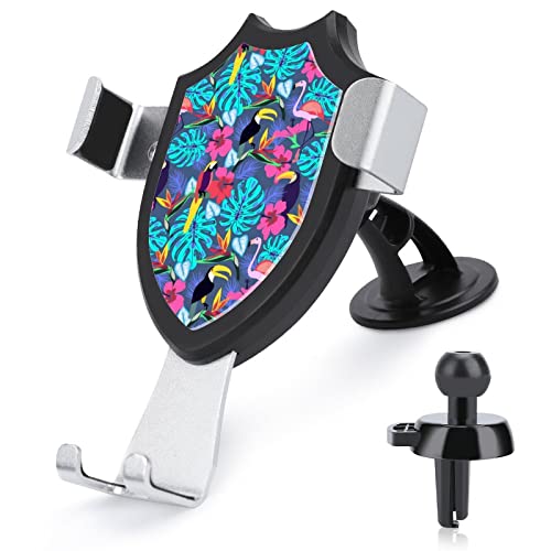 Toucan Parrot with Flowers Car Phone Holder Mount Universal Cellphone Vent Clamp for Dashboard Windshield Stand