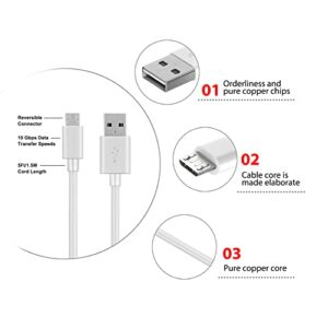 5 Feet Micro USB Charger Charging Cable Cord fit for Consumer Cellular Link Consumer Cellular Link ii 2, Doro PhoneEasy 7050 626 824 618 610 680 605 612 615 Flip Cell Phone
