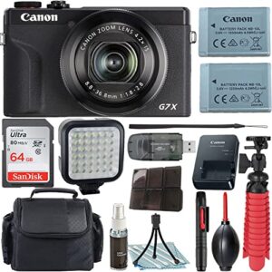 Camera Bundle for Canon PowerShot G7 X Mark III Digital Camera Black with Wi-Fi and Bluetooth + Accessories Kit (64GB, Flexible Tripod, LED Light, and More)