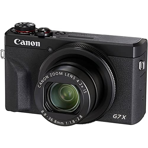 Camera Bundle for Canon PowerShot G7 X Mark III Digital Camera Black with Wi-Fi and Bluetooth + Accessories Kit (64GB, Flexible Tripod, LED Light, and More)