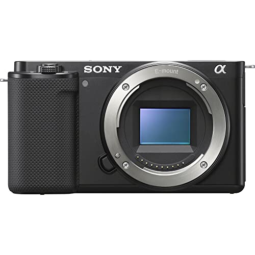 Sony ZV-E10 Mirrorless Camera (Body Only, Black) (ILCZV-E10/B) + 64GB Memory Card + Bag + Card Reader + HDMI Cable + Flex Tripod + Hand Strap + Memory Wallet + Cleaning Kit (Renewed)