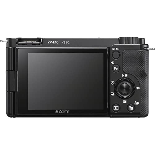 Sony ZV-E10 Mirrorless Camera (Body Only, Black) (ILCZV-E10/B) + 64GB Memory Card + Bag + Card Reader + HDMI Cable + Flex Tripod + Hand Strap + Memory Wallet + Cleaning Kit (Renewed)