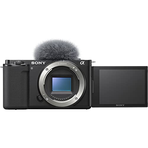Sony ZV-E10 Mirrorless Camera (Body Only, Black) (ILCZV-E10/B) + 64GB Memory Card + Bag + Card Reader + HDMI Cable + Flex Tripod + Hand Strap + Memory Wallet + Cleaning Kit (Renewed)