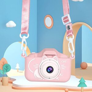 cute kids digital camera for boys girls, 20 mp cat selfie camera, christmas birthday for kids – 2 inch screen, front rear 2000w lens, video, filter mode, games