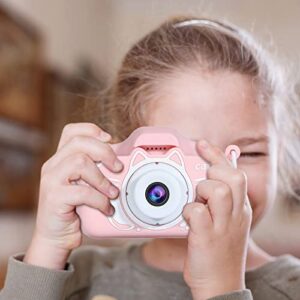 Cute Kids Digital Camera for Boys Girls, 20 MP Cat Selfie Camera, Christmas Birthday for Kids - 2 Inch Screen, Front Rear 2000W Lens, Video, Filter Mode, Games